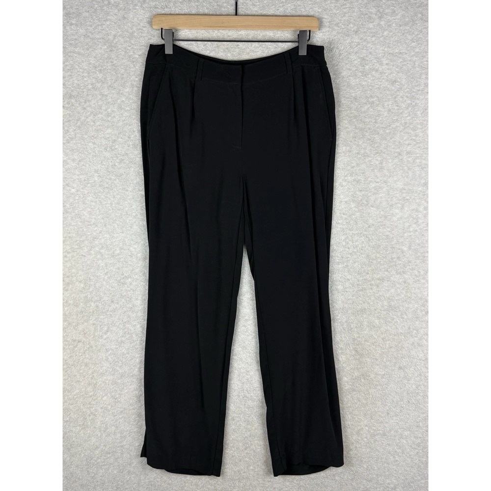 Eileen Fisher Pants Womens 8 Petite Black Zip Straight Leg Career Minimalist‎